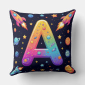 🪐 Galaxy Letter A Raketten Planeten Sterren Kinde Kussen (Achterkant)
