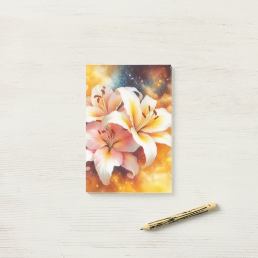 Galaxy Lilies Post Het Notities Post-it® Notes (Op bureau)