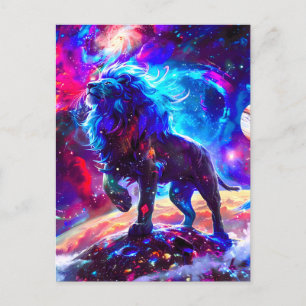 Galaxy Lion Blue Aankondigingskaart