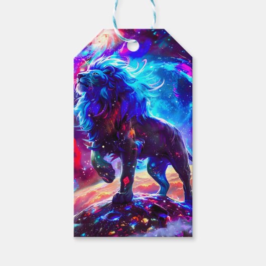 Galaxy Lion Blue Cadeaulabel (Voorkant)