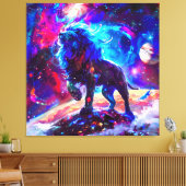 Galaxy Lion Blue Canvas Afdruk (Insitu (Woonkamer))