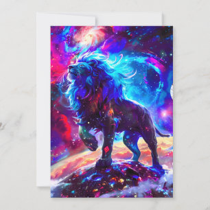 Galaxy Lion Blue Feestdagenkaart