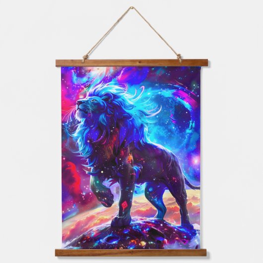 Galaxy Lion Blue Hangend Wandkleed (Voorkant)
