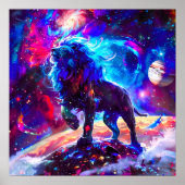 Galaxy Lion Blue Poster (Voorkant)