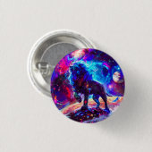 Galaxy Lion Blue Ronde Button 3,2 Cm (Voorkant /achterkant)