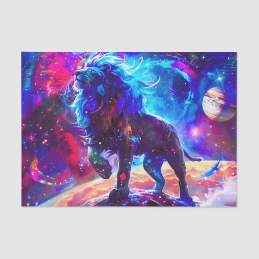 Galaxy Lion Blue Tissuepapier (Voorkant)
