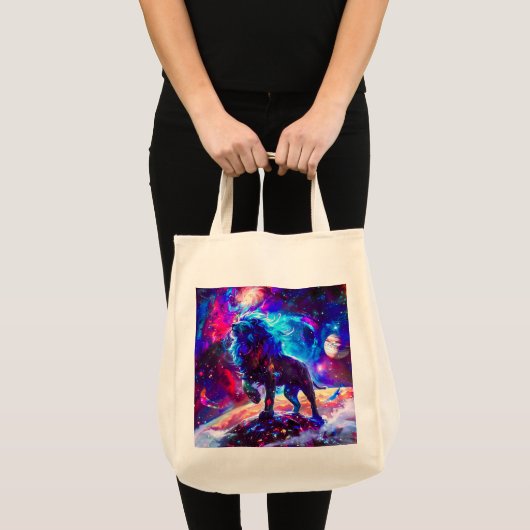 Galaxy Lion Blue Tote Bag (Voorkant (product))