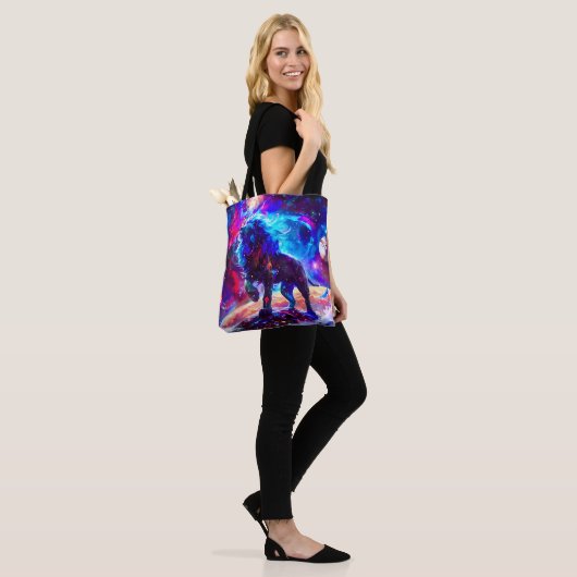 Galaxy Lion Blue Tote Bag (Op model)