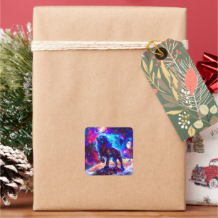 Galaxy Lion Blue Vierkante Sticker