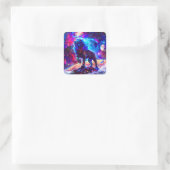 Galaxy Lion Blue Vierkante Sticker (Tas)