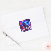 Galaxy Lion Blue Vierkante Sticker (Envelop)