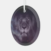 Galaxy Lion Face Art Wallpaper Glas Ornament (Voorkant links)