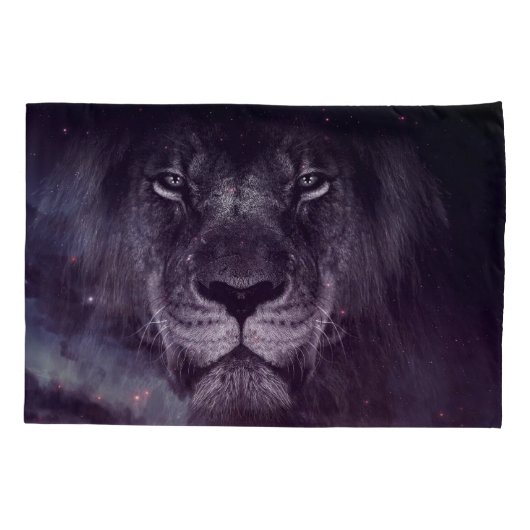 Galaxy Lion Face Art Wallpaper Kussensloop (Achterkant)