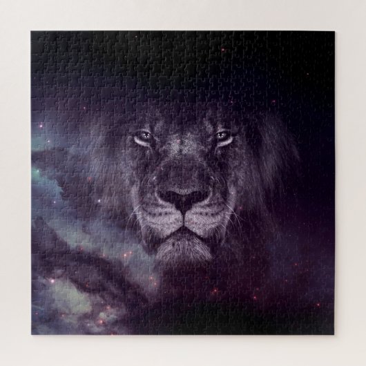 Galaxy Lion Face Art Wallpaper Legpuzzel (Verticaal)