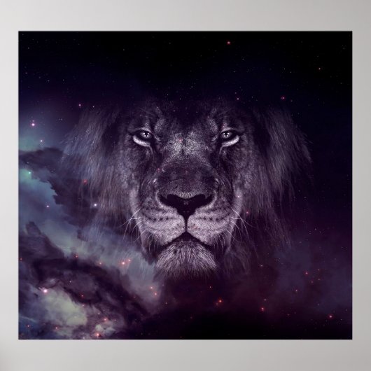 Galaxy Lion Face Art Wallpaper Poster (Voorkant)