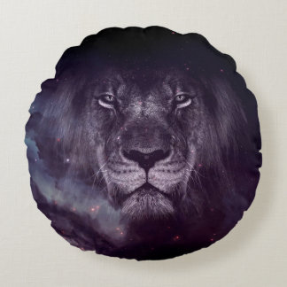 Galaxy Lion Face Art Wallpaper Rond Kussen