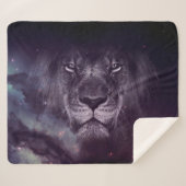 Galaxy Lion Face Art Wallpaper Sherpa Deken (Voorkant (horizontaal))