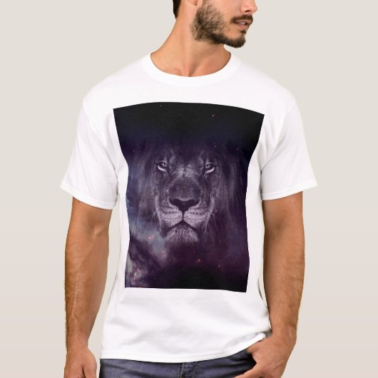 Galaxy Lion Face Art Wallpaper T-shirt (Voorkant)