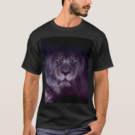 Galaxy Lion Face Art Wallpaper T-shirt (Voorkant)