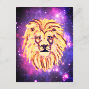 Galaxy Lion in de Stars Space Fun Familie Kinder Briefkaart