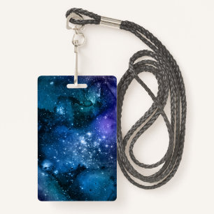 Galaxy Lovers Starry Space Blue Sky White Sparkles Badge
