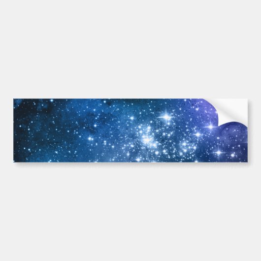 Galaxy Lovers Starry Space Blue Sky White Sparkles Bumpersticker (Voorkant)