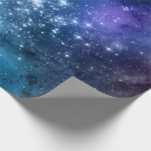 Galaxy Lovers Starry Space Blue Sky White Sparkles Cadeaupapier (Hoek)