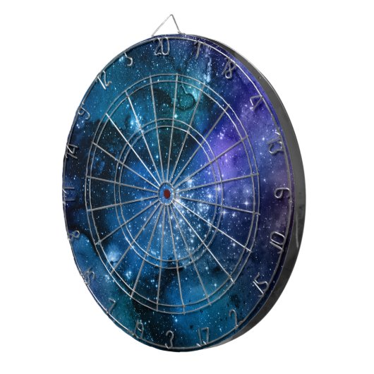 Galaxy Lovers Starry Space Blue Sky White Sparkles Dartbord (Voorkant Rechts)