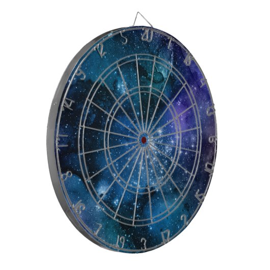 Galaxy Lovers Starry Space Blue Sky White Sparkles Dartbord (Voorkant Links)