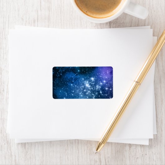 Galaxy Lovers Starry Space Blue Sky White Sparkles Etiket (Insitu)