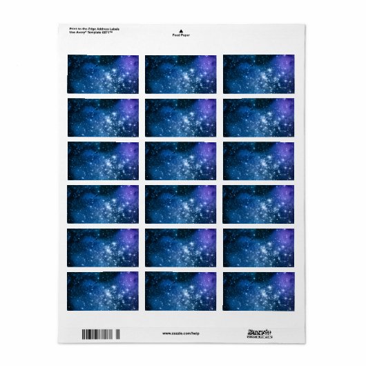 Galaxy Lovers Starry Space Blue Sky White Sparkles Etiket (Full Sheet)