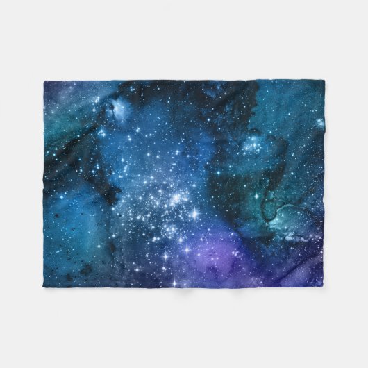 Galaxy Lovers Starry Space Blue Sky White Sparkles Fleece Deken (Voorkant (Horizontaal))