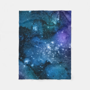 Galaxy Lovers Starry Space Blue Sky White Sparkles Fleece Deken