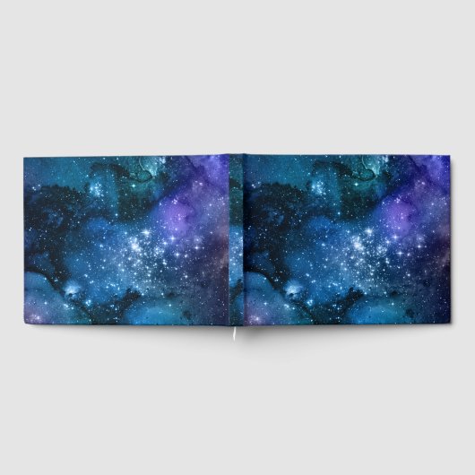 Galaxy Lovers Starry Space Blue Sky White Sparkles Gastenboek (Volledig)