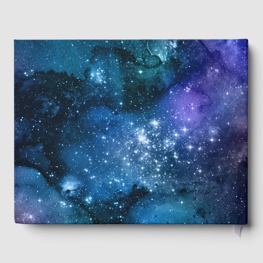 Galaxy Lovers Starry Space Blue Sky White Sparkles Gastenboek (Achterkant)