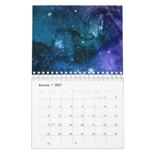 Galaxy Lovers Starry Space Blue Sky White Sparkles Kalender