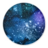 Galaxy Lovers Starry Space Blue Sky White Sparkles Keramische Knop (Voorkant)