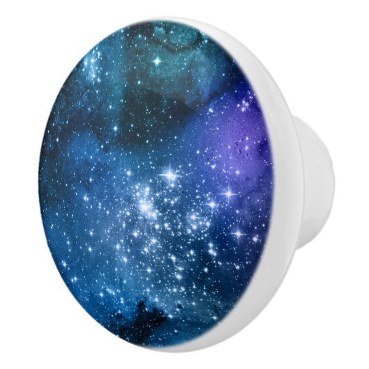 Galaxy Lovers Starry Space Blue Sky White Sparkles Keramische Knop (Rechts)