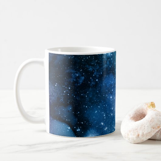 Galaxy Lovers Starry Space Blue Sky White Sparkles Koffiemok (Met donut)