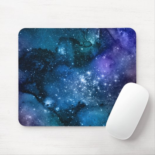 Galaxy Lovers Starry Space Blue Sky White Sparkles Muismat (Met muis)