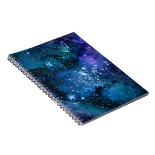 Galaxy Lovers Starry Space Blue Sky White Sparkles Notitieboek