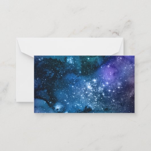 Galaxy Lovers Starry Space Blue Sky White Sparkles Notitiekaartje (Voorkant)