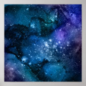 Galaxy Lovers Starry Space Blue Sky White Sparkles Poster (Voorkant)