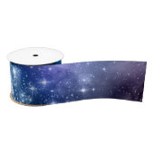 Galaxy Lovers Starry Space Blue Sky White Sparkles Satijnen Lint (Spoel)