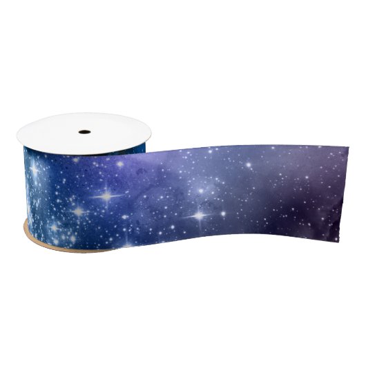 Galaxy Lovers Starry Space Blue Sky White Sparkles Satijnen Lint (Spoel)