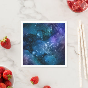 Galaxy Lovers Starry Space Blue Sky White Sparkles Servet