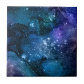 Galaxy Lovers Starry Space Blue Sky White Sparkles Tegeltje (Voorkant)
