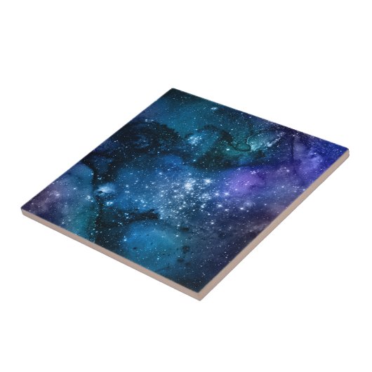 Galaxy Lovers Starry Space Blue Sky White Sparkles Tegeltje (Zijkant)