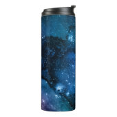 Galaxy Lovers Starry Space Blue Sky White Sparkles Thermosbeker (Gedraaid links)