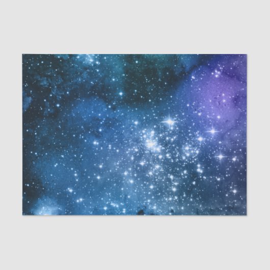 Galaxy Lovers Starry Space Blue Sky White Sparkles Tissuepapier (Voorkant)